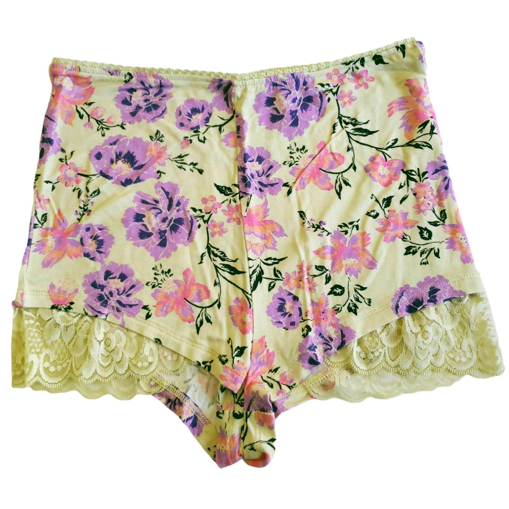 FREE PEOPLE Oh La La Booty boy short floral cheeky panties yellow undies XS NEW